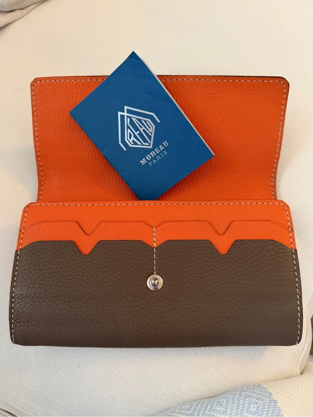 Moreau Paris Orange and Brown Leather Wallet